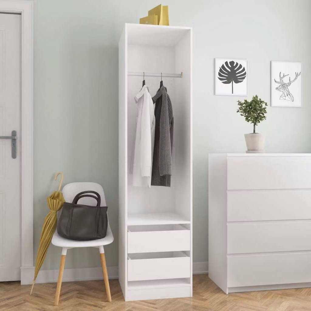 The Living Store Armadio con cassetti Bianco 50x50x200 cm Materiale a base di legno