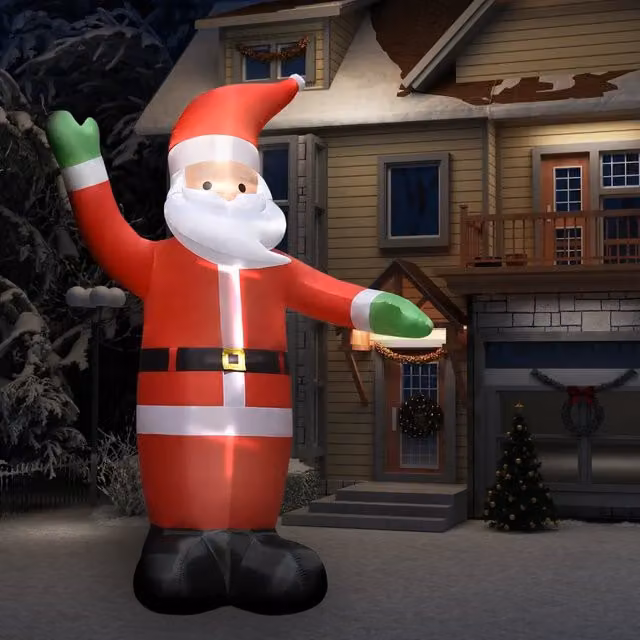 Decorazione di Babbo Natale Gonfiabile con LED vidaXL, Rosso, Altezza: 4,5 m