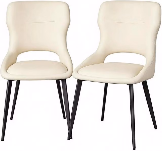Sedia da pranzo 43x40x86 cm in ciniglia beige, set da 2, schienale traforato