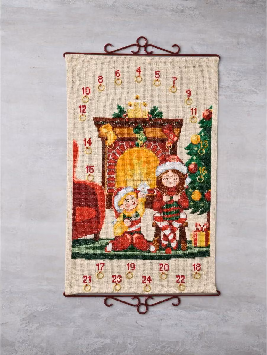 Kit Permin per il punto croce Calendario dell'Avvento "Bambini", 40x62cm