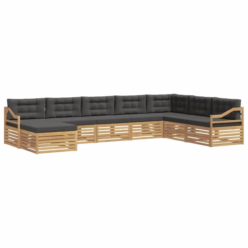 Set di divani da esterno a L con ottoman vidaXL, 8 pezzi, Bianco e Antracite, in legno di acacia e tessuto resistente ai raggi UV – 2