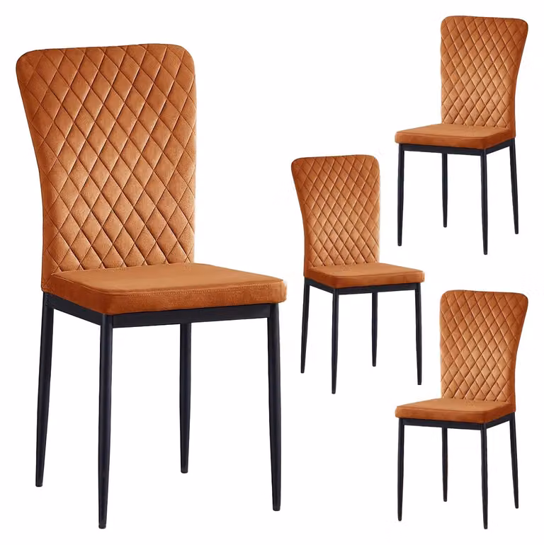 Sedia da pranzo - Sedia - Sedia per mangiare - Sedia da cucina - Poltrona - Colore mandarino - Ecopelle - Schienale alto