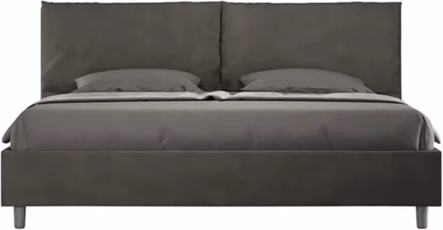 Letto matrimoniale king size con contenitore imbottito Antea Large in microfibra grigio L/P/H: 222 x 215 x 110 cm