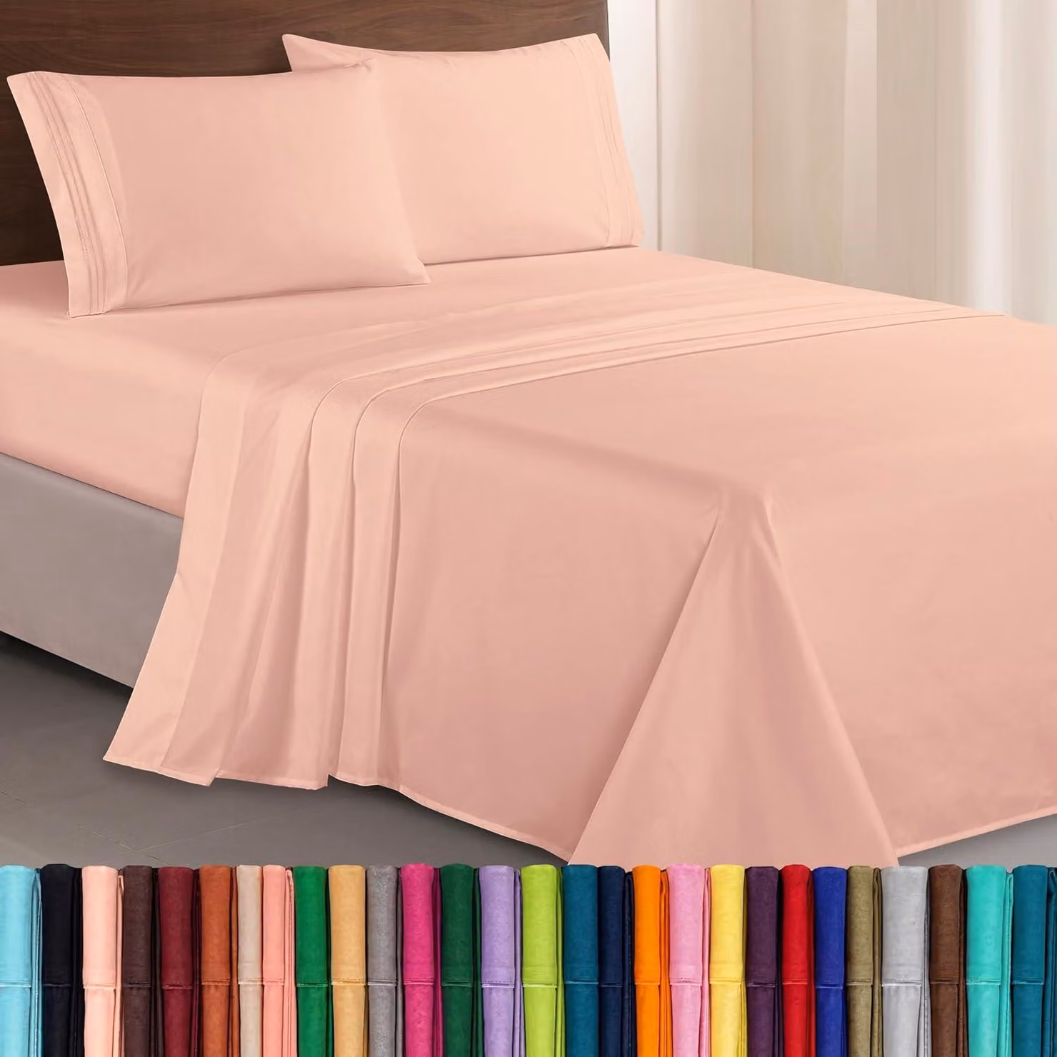 Set di lenzuola "Elegant Comfort Luxe" da 4 pezzi, in microfibra di alta qualità, con ricamo a tre fili, estremamente morbido, resistente alle pieghe e allo sbiadimento, formato matrimoniale (King)