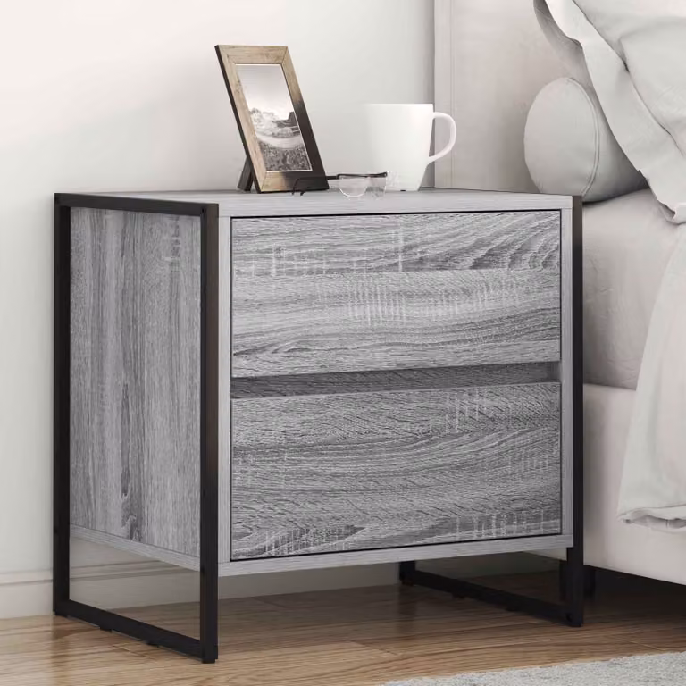 Set di 2 comodini vidaXL in stile industriale, colore grigio, L 50 cm x P 39.5 cm x H 50 cm