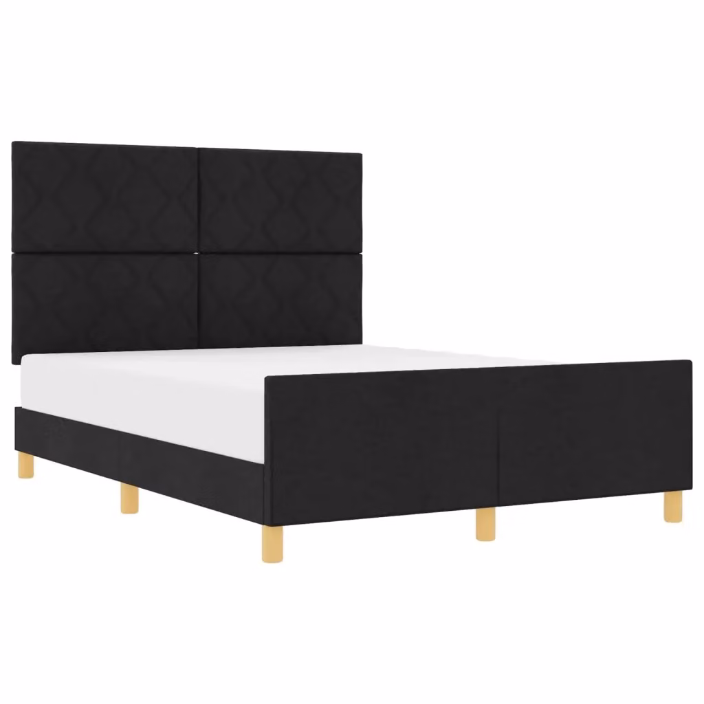 Struttura letto con testiera vidaXL in tessuto nero L 140 x P 200 cm – 2