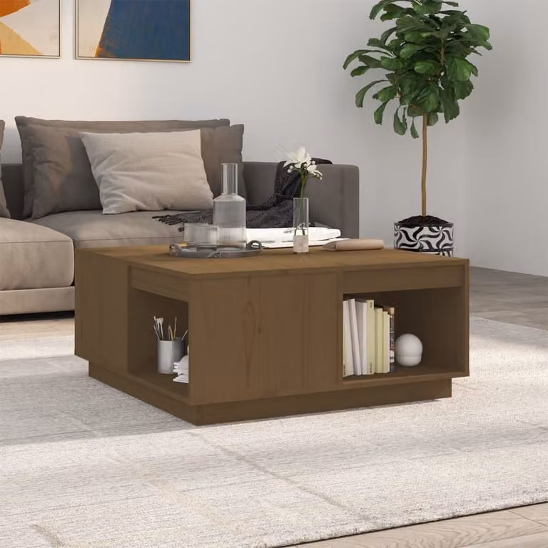 Maison Exclusive - Tavolino da salotto marrone miele 80x81x36,5 cm in legno massello di pino
