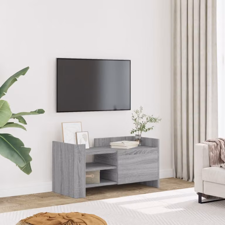 Mobile Porta TV vidaXL in Legno Multistrato Grigio, L 80 cm x P 35 cm x H 40 cm