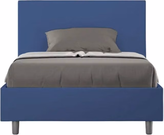 Letto una piazza e mezza con rete imbottito 120x200 similpelle blu Adele