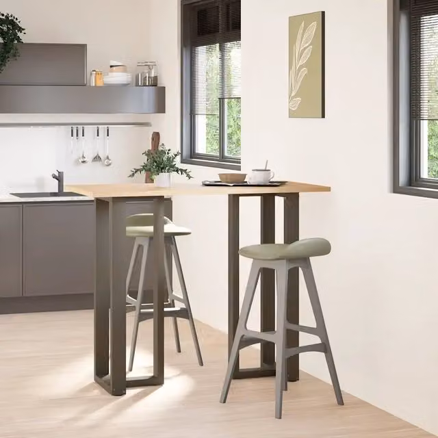 Coppia di gambe per tavolo da bar a forma di T vidaXL in metallo nero L/P/H: 40 x 35 x 111 cm