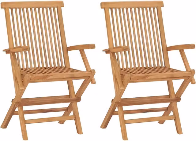 Sedie da Giardino Pieghevoli 2 pz | Sedie da Esterno in Legno Massello di Teak