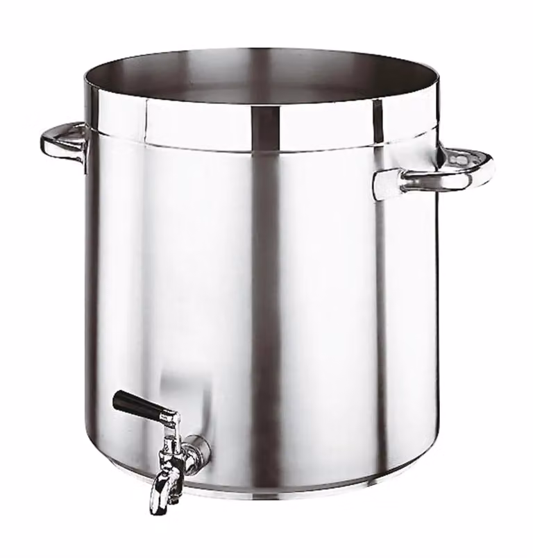 Pentola Alta Serie 1100 in acciaio inox con rubinetto per induzione, diam.40cm