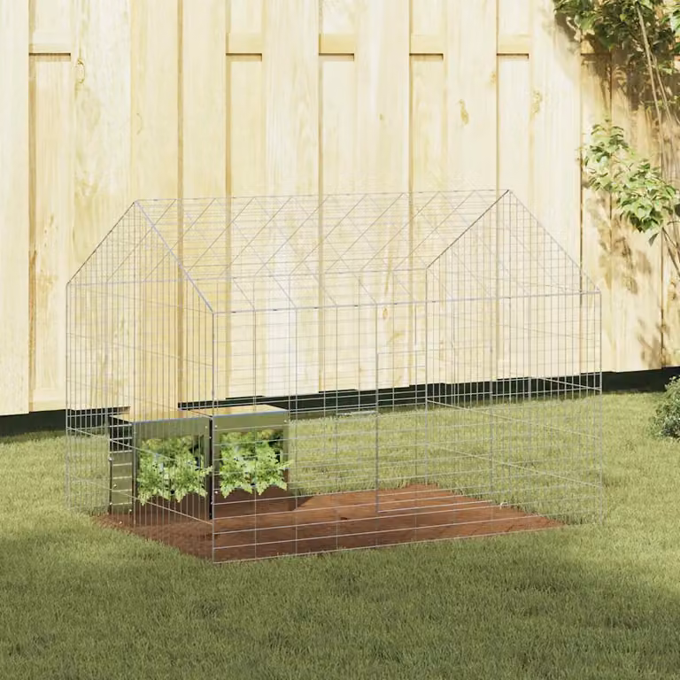 Gabbia per conigli vidaXL in acciaio zincato argento L: 100 cm, P: 78 cm, H: 78 cm
