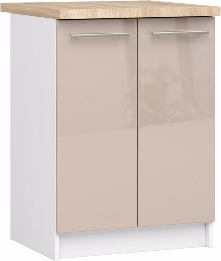 Akord Oliwia Mobile Da Cucina 2 Ante Con Ripiano Bianco-Cappuccino Lucido 60X46X85 Cm