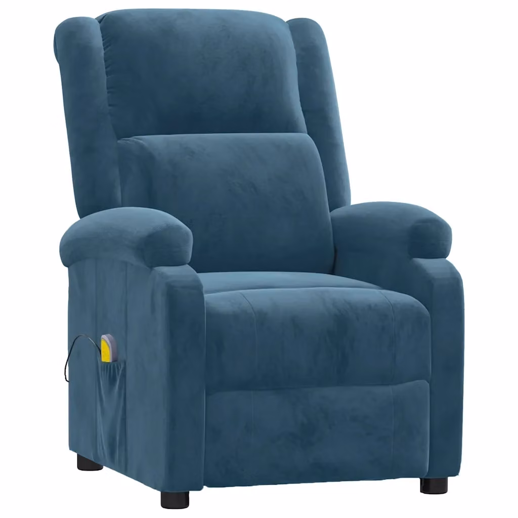 Poltrona relax reclinabile vidaXL in velluto blu con braccioli e struttura in schiuma e metallo – 2