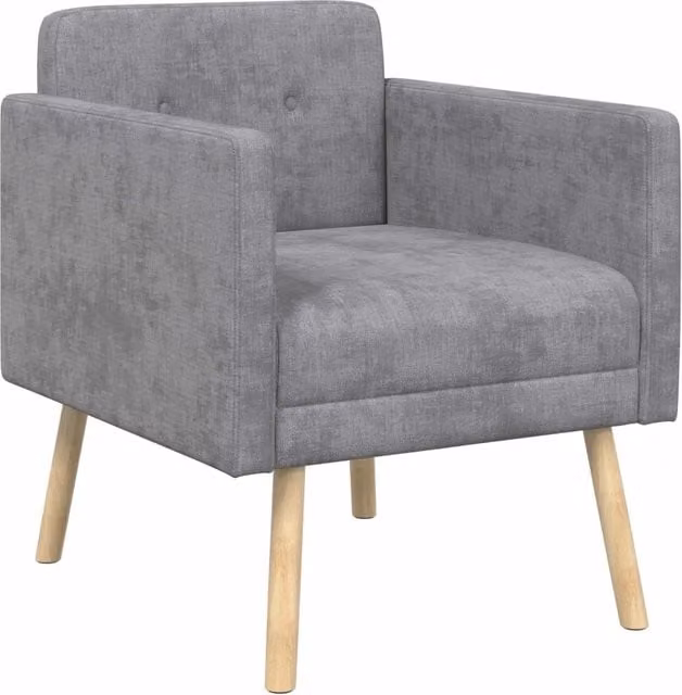 Sedia d'accento moderna vidaXL in tessuto grigio con braccioli e struttura in legno
