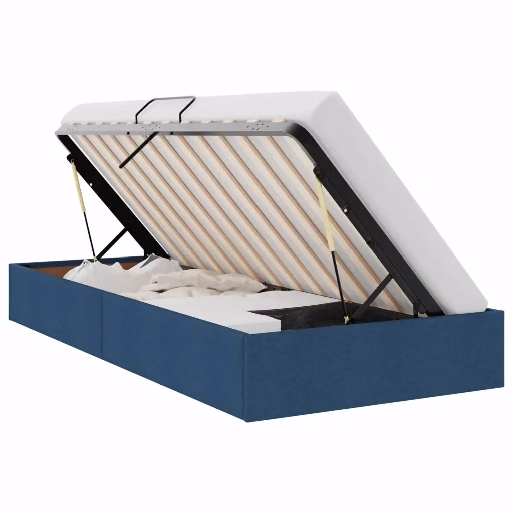 Letto ottomano con contenitore vidaXL in tessuto blu con base a sollevamento L: 90 cm, P: 200 cm, H: 140 cm – 2