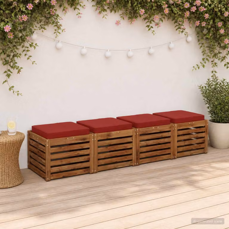 Set di 4 cuscini per sedia vidaXL VUGHT in poliestere, colore rosso, design moderno e quadrato