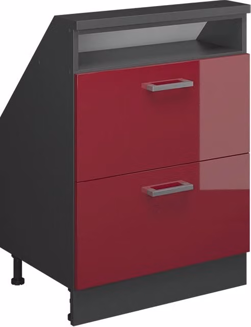 Mobile sottotetto Vicco Rion Rosso lucido e Antracite con cassetti e ripiani, L: 83.8 cm, P: 46.0 cm, H: 60.0 cm