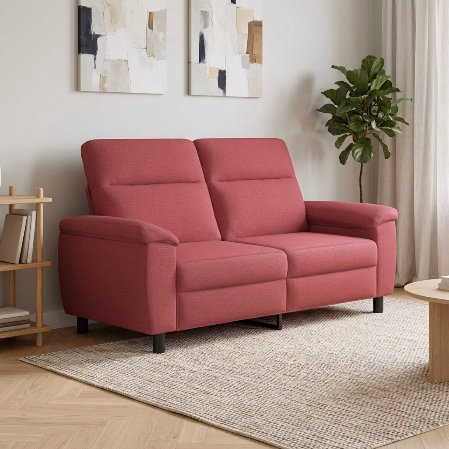 Divano moderno vidaXL in tessuto rosso con struttura in metallo L: 178 cm, P: 90 cm, H: 95 cm