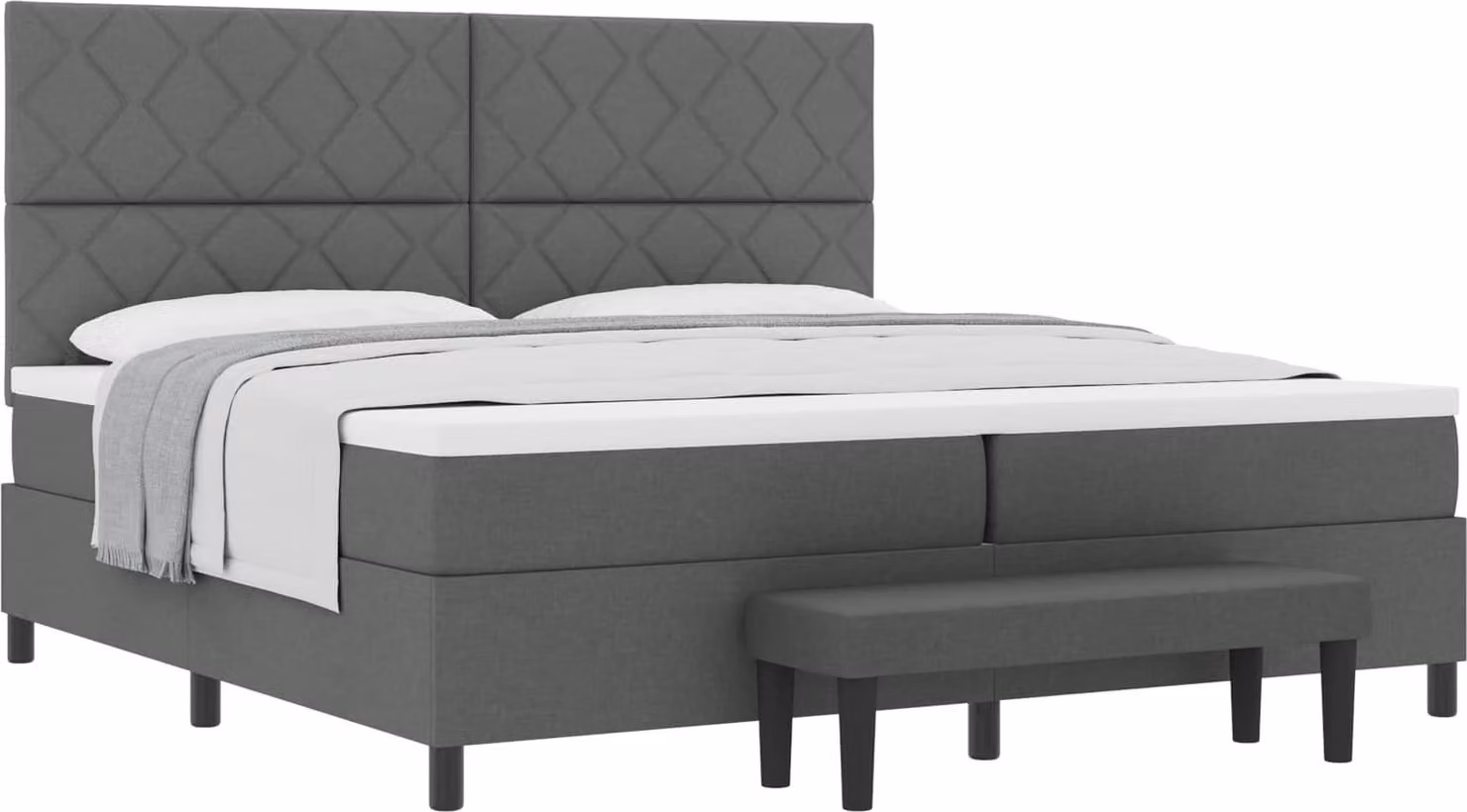 Letto a molle con materasso grigio scuro 200 x 200 cm in tessuto