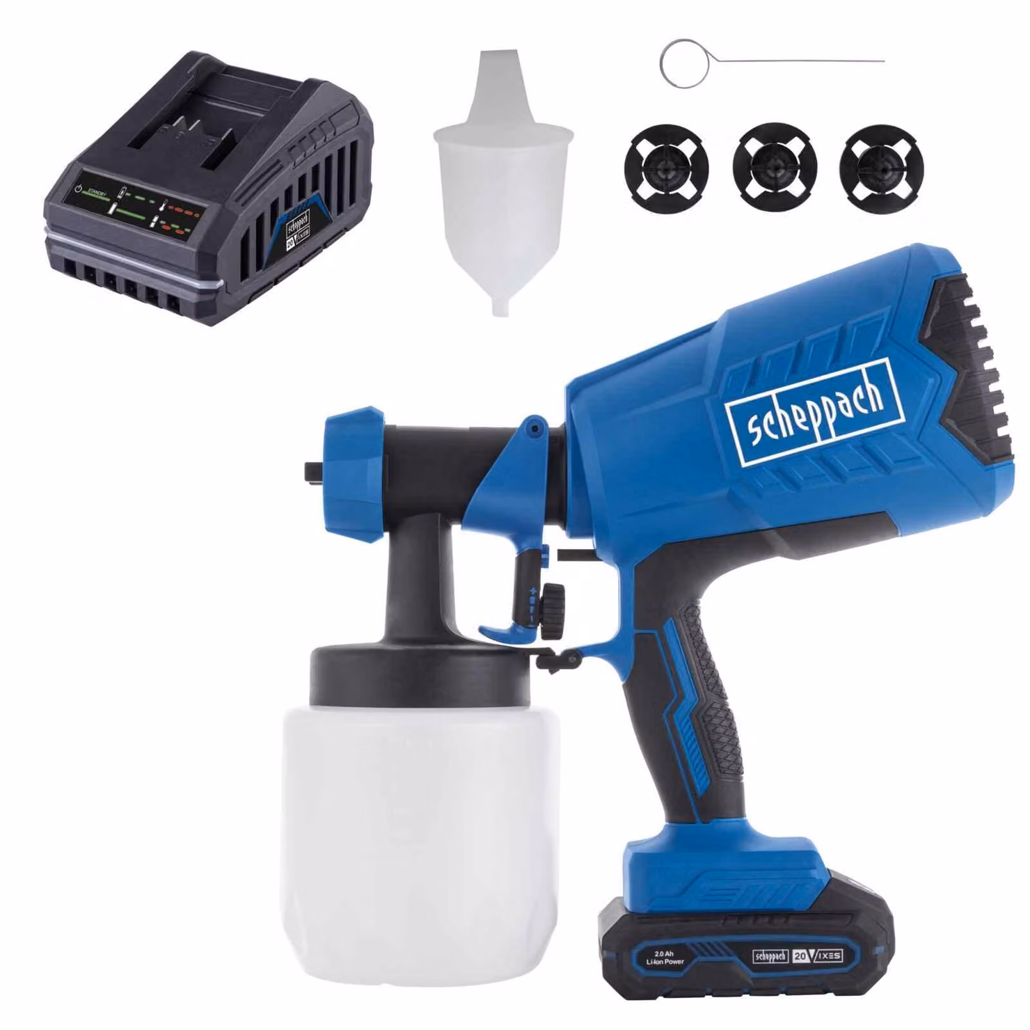 Sistema a spruzzo a batteria Scheppach C-APS700-X - 20 V IXES | Portata 700 ml/min | Resa 120 m²/h | Include batteria da 2 Ah + caricabatterie da 2,4 A