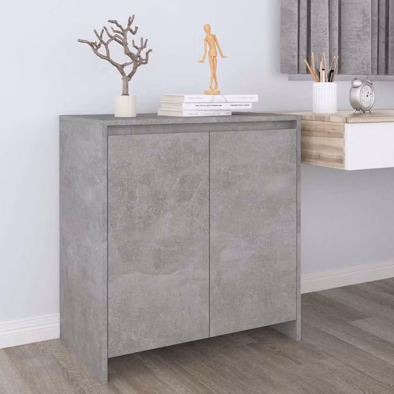 Credenza moderna vidaXL in legno multistrato e MDF, colore grigio cemento, L 70 cm x P 41 cm x H 75 cm