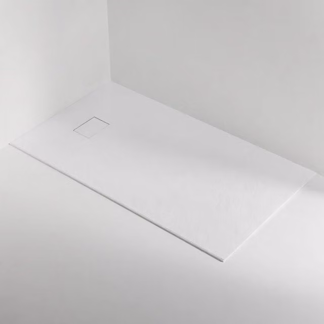 Piatto doccia rettangolare Taco in resina SMC effetto pietra bianco L: 160 cm, P: 70 cm