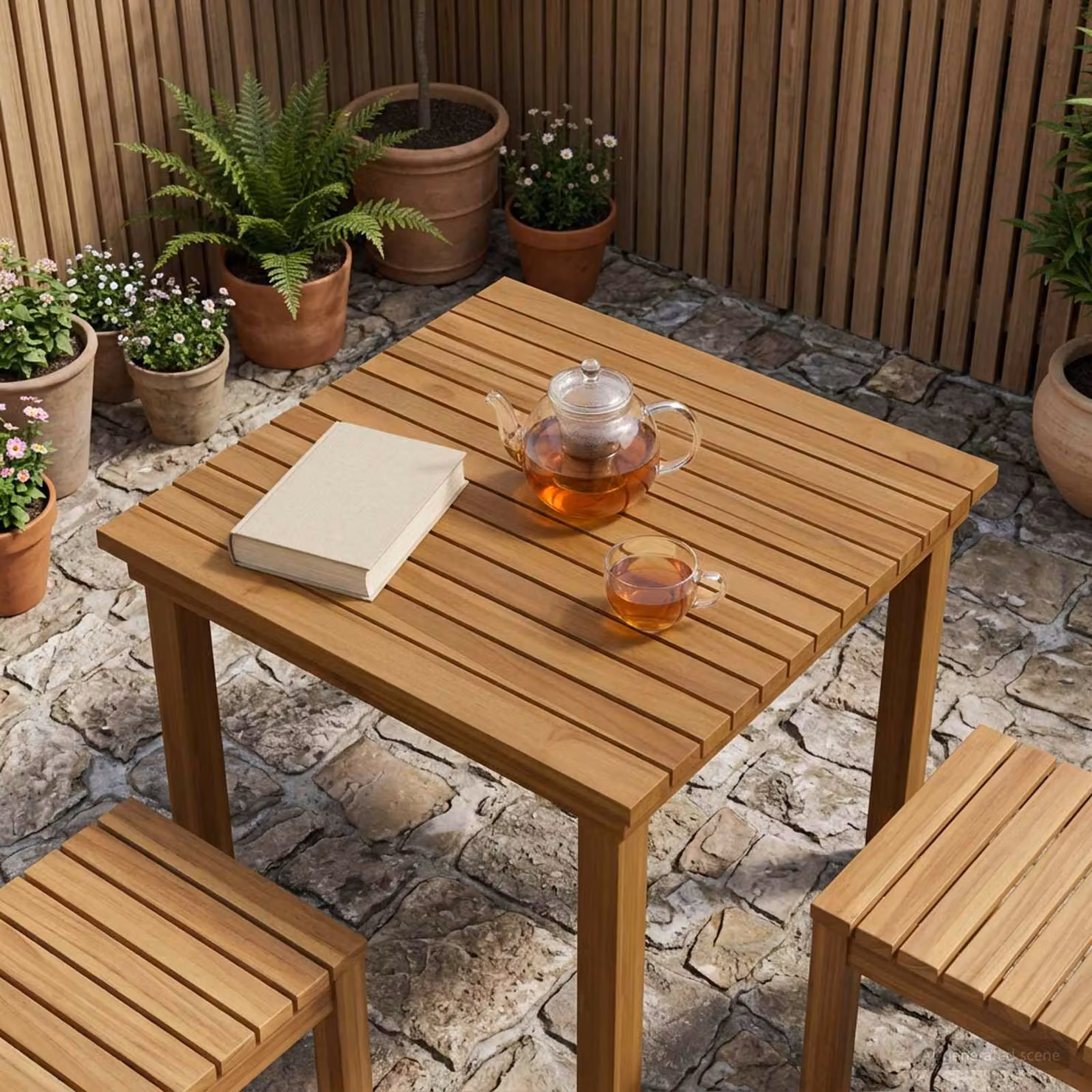 Piano del tavolo quadrato vidaXL in legno di teak solido marrone L/P/H: 60 x 60 x 3,5 cm