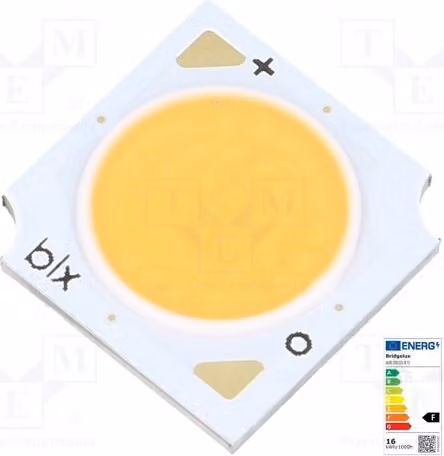 1 diodo ad alta potenza: P: 9,3W, angolo di emissione: 120°, flusso luminoso: 1077 lm, corrente: 270 mA, tecnologia COB, dimensioni: 13,5x13,5x1,7 mm, modello: BXRE-30S1001-B-7
