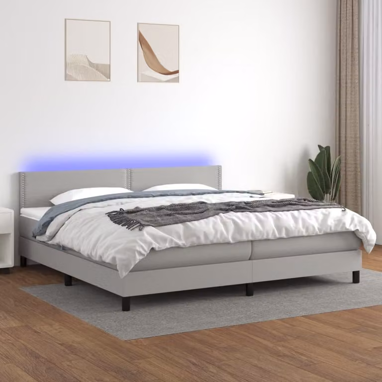 Maison Exclusive - Letto a Molle Materasso e LED Grigio Chiaro 200x200 cm Tessuto