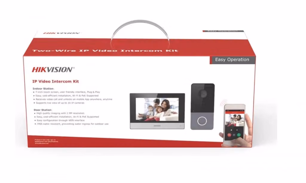 Kit videocitofono IP Hikvision DS-KIS603-P con risoluzione 2 Mpx e lettore Mifare, colore nero – 2
