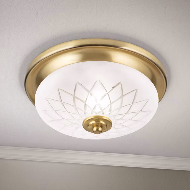 ORION Plafoniera soffitto Porto, dimmerabile, Bronzo / Ottone antico, Soggiorno / Sala da pranzo, Vetro, Antico, Plafoniera