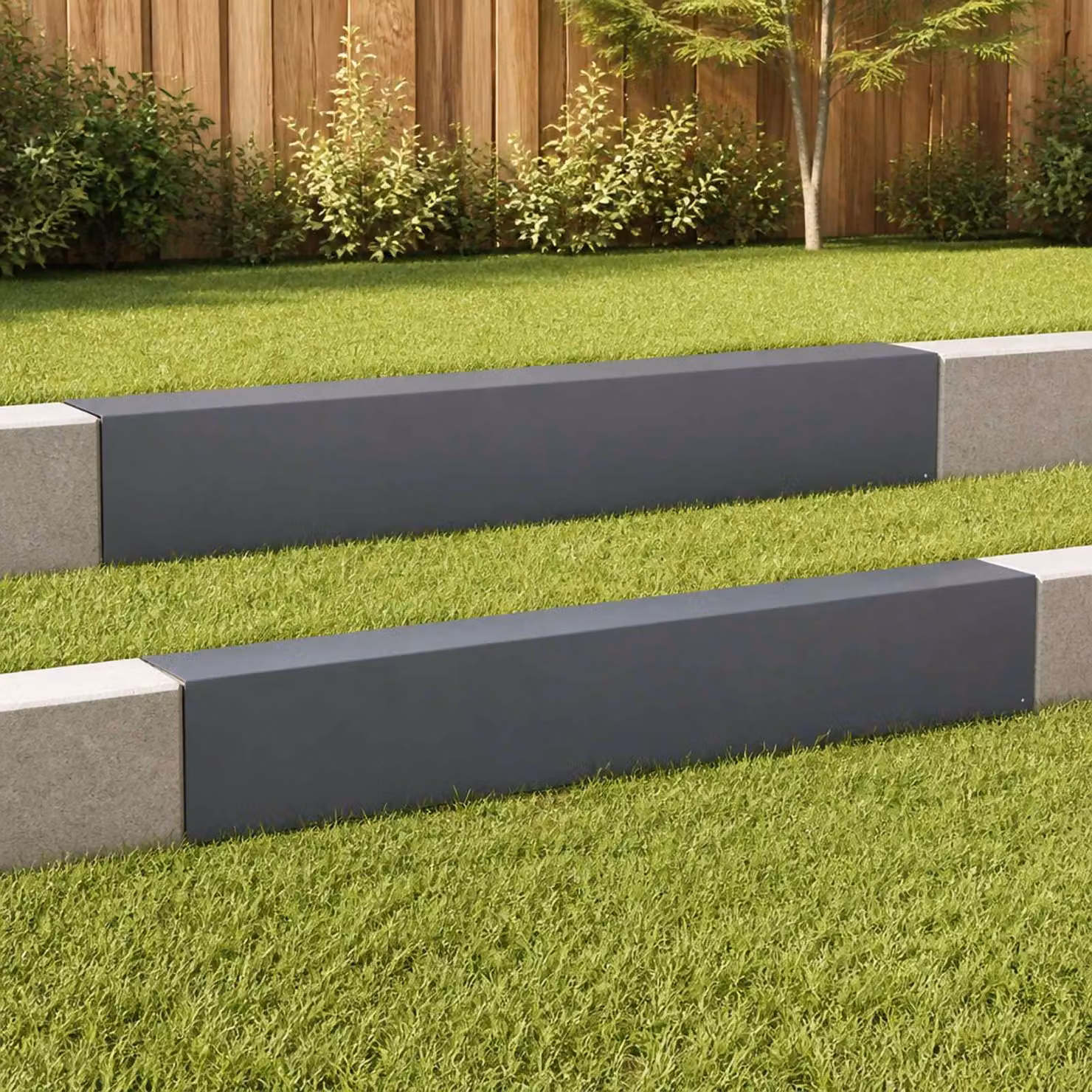 Set di 2 profili di copertura per giardino vidaXL in acciaio colore antracite L 100 cm x P 10 cm x H 15 cm
