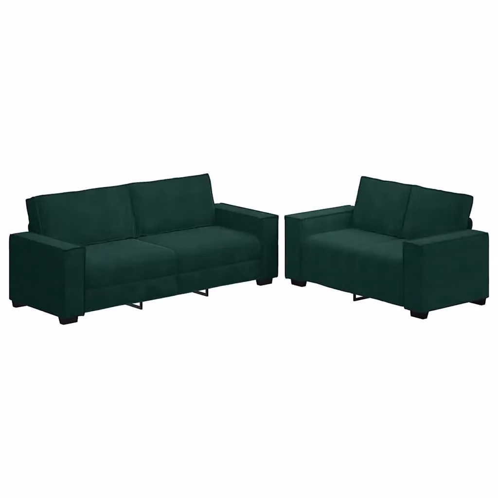Set di 2 divani moderni vidaXL in velluto verde con cuscini inclusi – 2