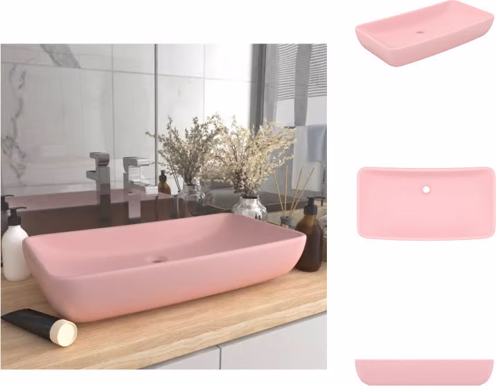 vidaXL Lavabo rettangolare rosa opaco 71x38 cm in Vetroceramica - Lavabo da bagno