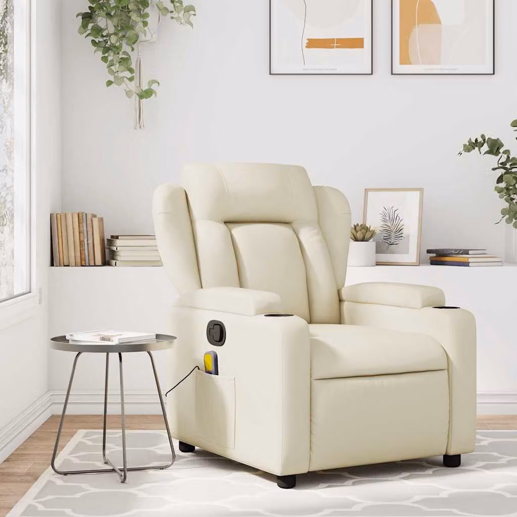Poltrona reclinabile relax vidaXL in similpelle beige con braccioli