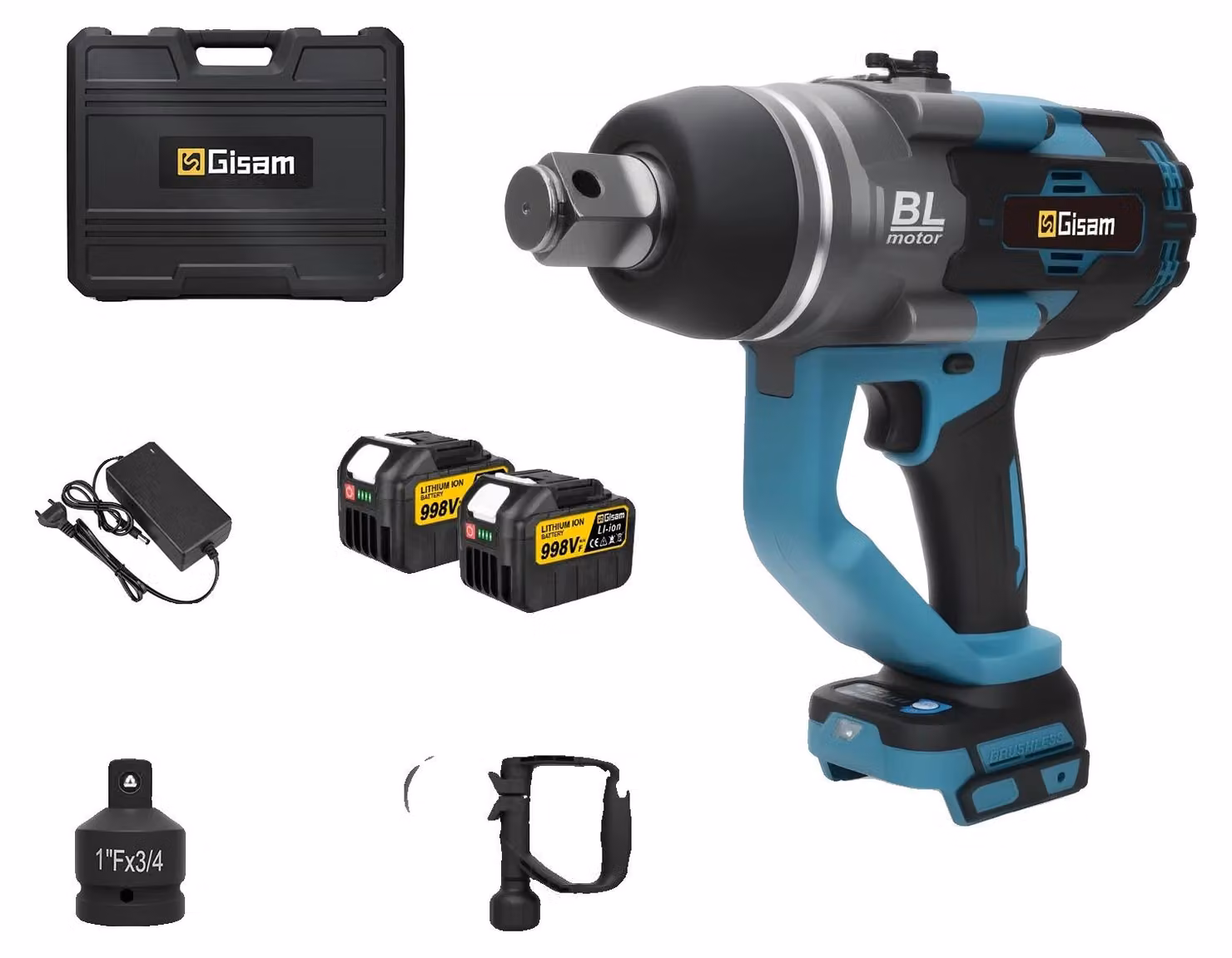 Avvitatore a impatto, motore brushless, coppia elevata, 2 batterie