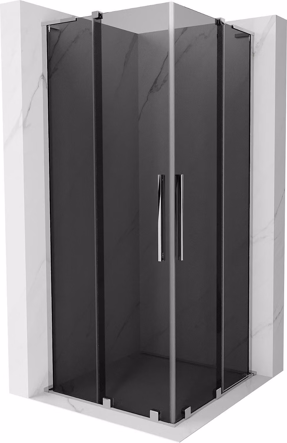 Mexen Velar L Duo cabina doccia scorrevole 100 x 100 cm, grafite, cromo - 871-100-100-02-43-01