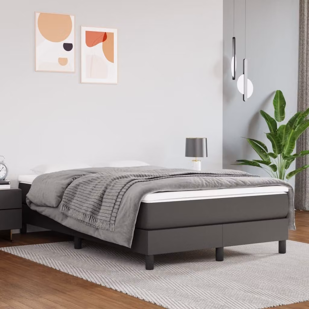 The Living Store Materasso a molle insacchettate grigio 120x200x20 cm in Pelle finta