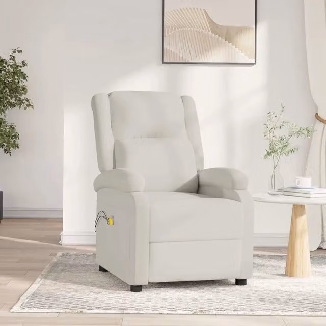 Poltrona Massaggiante Elettrica Crema in Velluto 3098413
