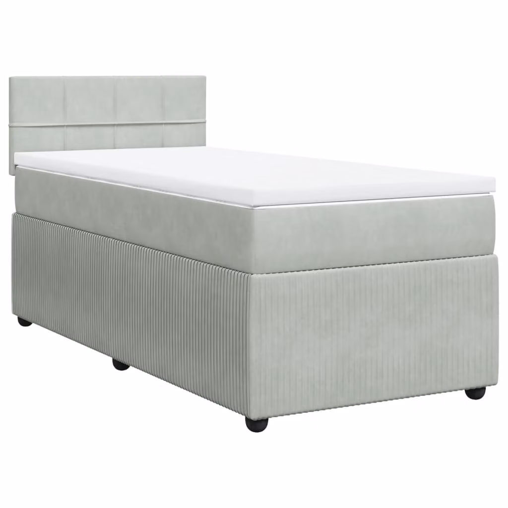 Giroletto a Molle con Materasso Grigio Chiaro 100x200cm Velluto