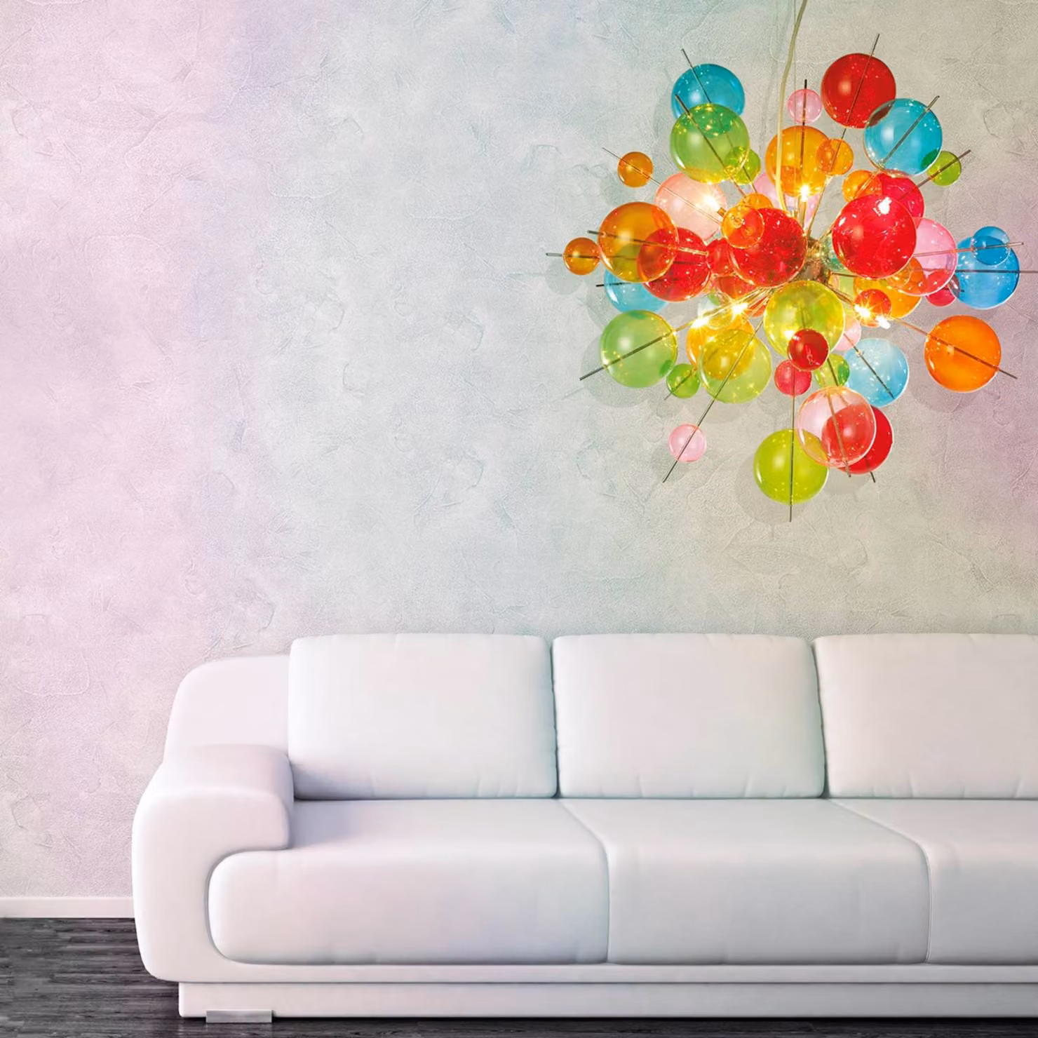 Näve Lampada a sospensione in vetro AURINIA, dimmerabile, Multicolore, Soggiorno / Sala da pranzo, Vetro, Giovanile, Lampada a sospensione