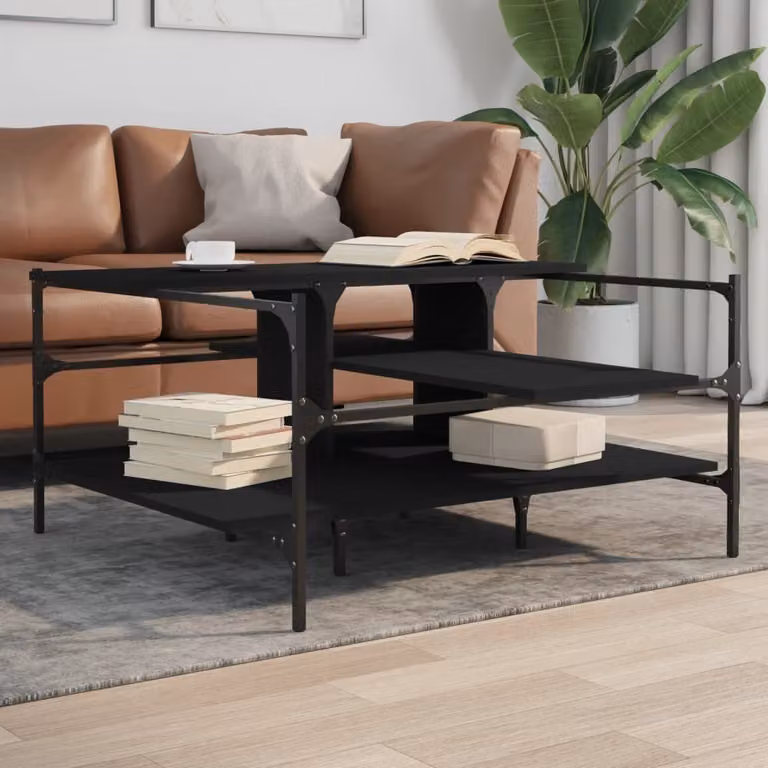 Maison Exclusive - Tavolino basso nero, dimensioni 100x100x48,5 cm, realizzato in materiale composito di legno
