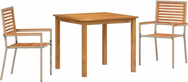 Set da Pranzo per Giardino 3 pz | Set Salotto da Giardino Beige Legno di Acacia Massello