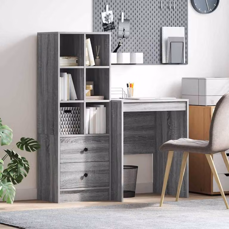 Maison Exclusive - Scrivania con cassetto 2 pcs Grigio Sonoma