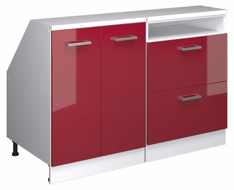Mobile cucina sottotetto Vicco R-Line Rosso lucido 120 cm Set di 2 carcasse armadio profondità 60 cm, Model 60371