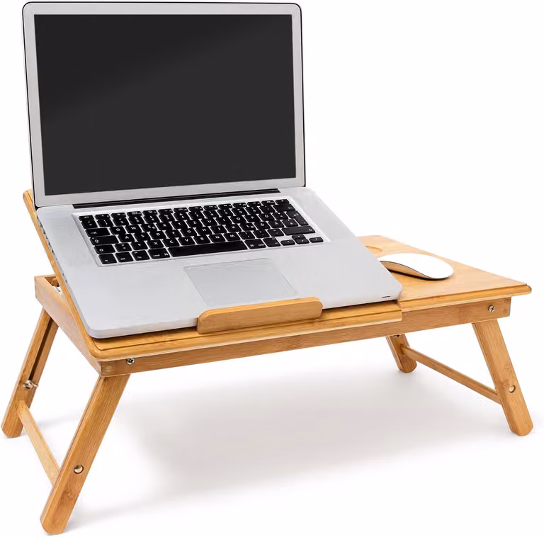Tavolo portatile per laptop in bambù - Regolabile in altezza - Pieghevole - 30,5 x 72,5 x 35 cm - Modello standard - Colore naturale