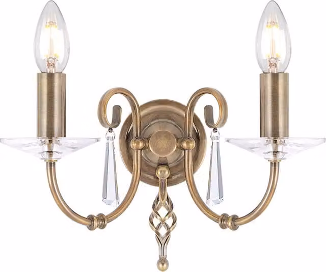 Applique Classica Aegean Elstead Lighting in Ottone Anticato con 2 Luci E14 e Vetro Trasparente – 1