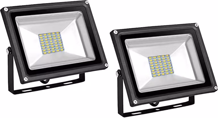 Greenmigo 2x 30W Faretti SMD a luce calda, corpo in alluminio nero, IP65, lampada LED impermeabile, applique, illuminazione diffusa, faretti da giardino, faretti da esterno